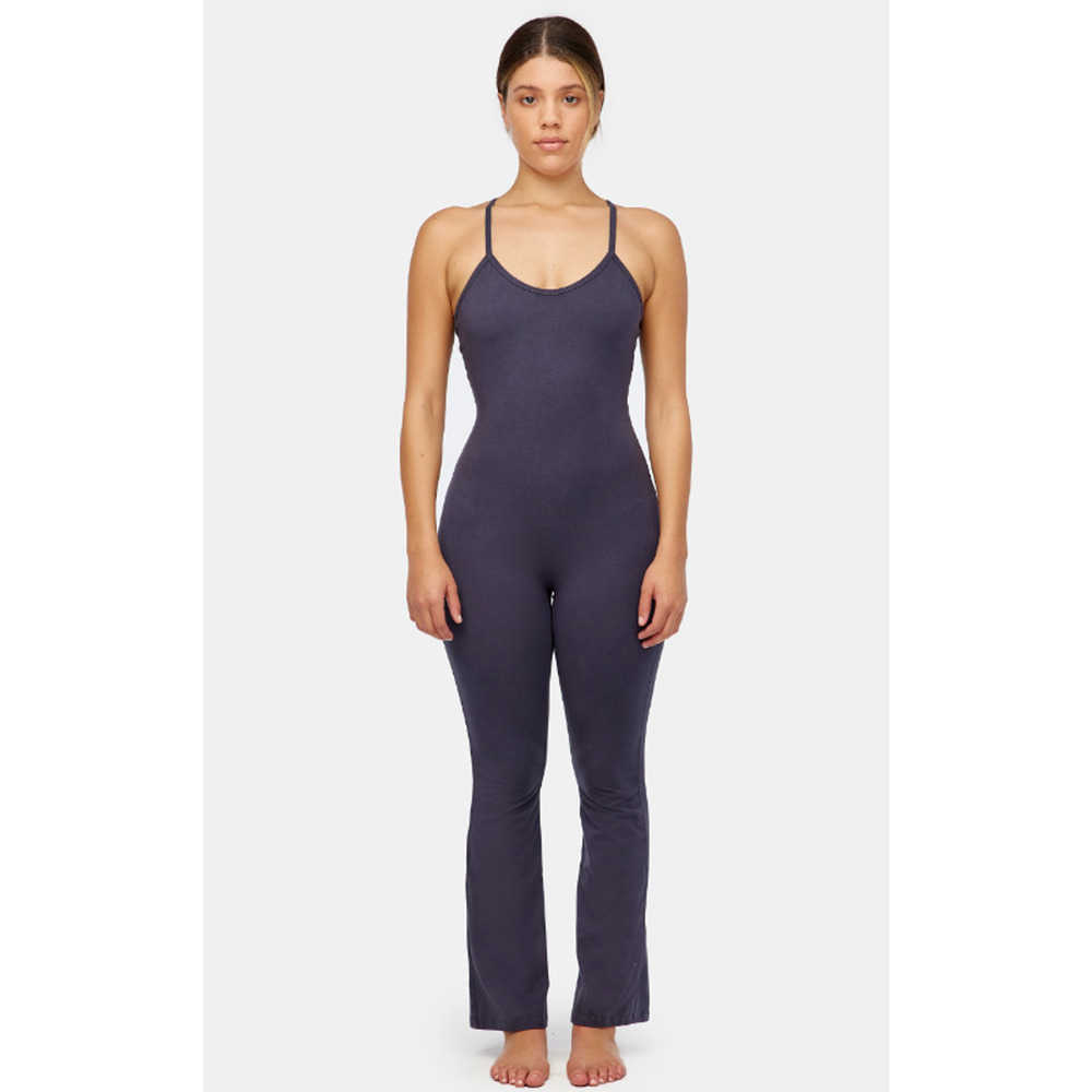 LACAUSA Womens Flow Prana Unitard US XS Charcoal Grey Yoga Tank Low Back NWT
